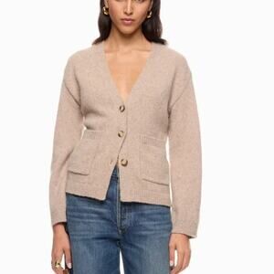 Le Jean Beige Cardigan Sweater LARGE Boyfriend Alpaca Grandpa Designer $328